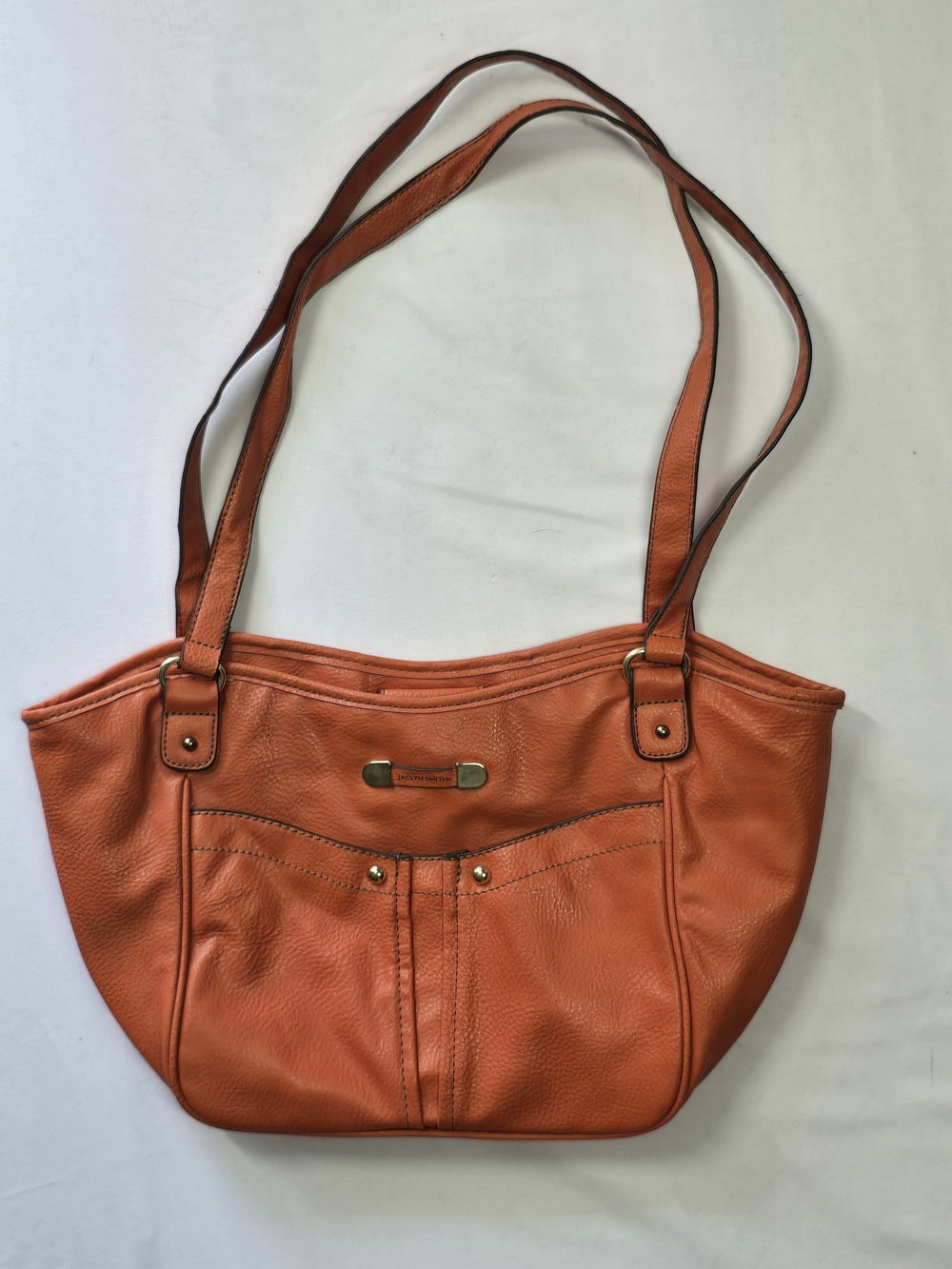 Jaclyn Smith Orange Pebbled Faux Leather Shoulder Bag Tote